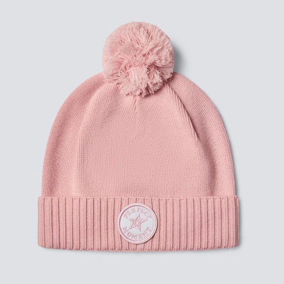 Perfect Moment Accessories - 174. PERFECT MOMENT NWT Pink Knit Patch Beanie $110